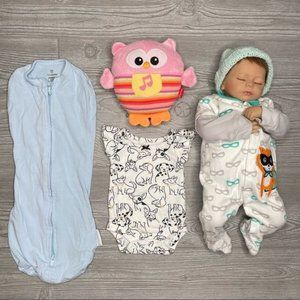 Reborn style baby doll bundle preemie size adorable brown haired sleeping baby d